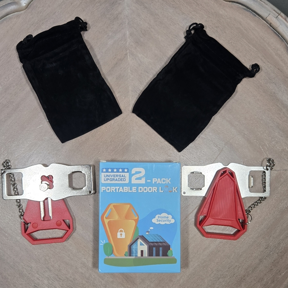 Portable Door Lock 2-Pack, Travel Door Lock 2 Pack, Hotel Door Lock 2 Pack